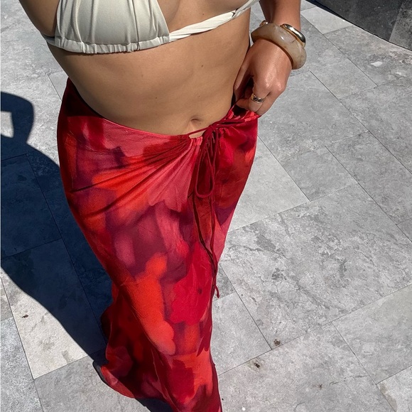 Red Asymmetrical Ruffled Blouse - Picture 2 of 2